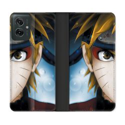 Housse cuir portefeuille Pour Motorola G55 5G Manga Naruto Blanc