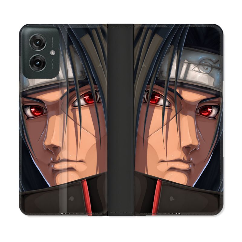 Housse cuir portefeuille Pour Motorola G55 5G Manga Naruto Itachi Visage