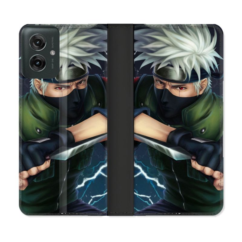 Housse cuir portefeuille Pour Motorola G55 5G Manga Naruto Kakashi
