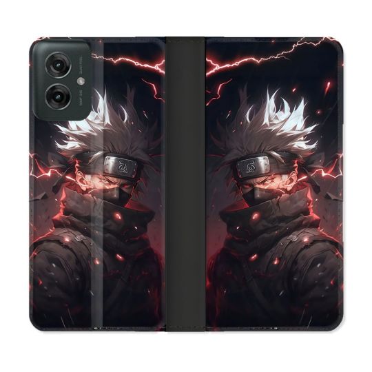 Housse cuir portefeuille Pour Motorola G55 5G Manga Naruto Kakashi Dark