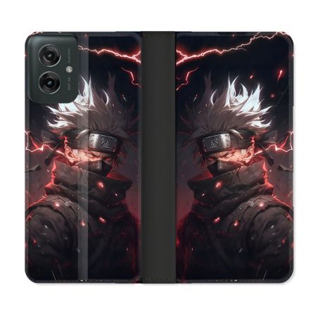 Housse cuir portefeuille Pour Motorola G55 5G Manga Naruto Kakashi Dark