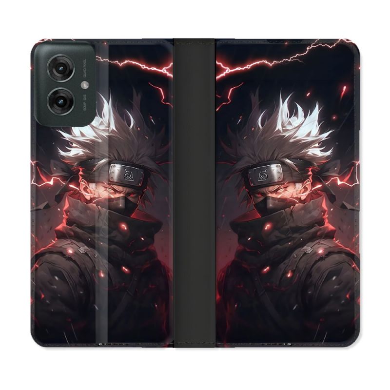 Housse cuir portefeuille Pour Motorola G55 5G Manga Naruto Kakashi Dark