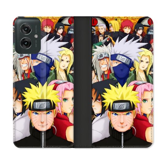 Housse cuir portefeuille Pour Motorola G55 5G Manga Naruto Team