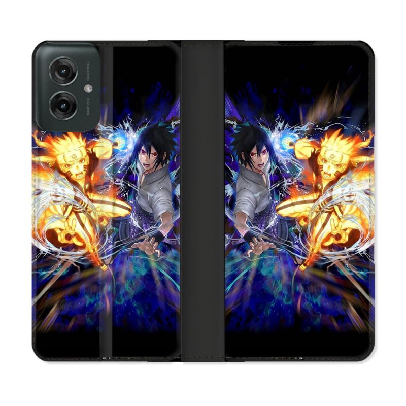 Housse cuir portefeuille Pour Motorola G55 5G Manga Naruto VS