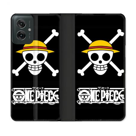 Housse cuir portefeuille Pour Motorola G55 5G Manga One Piece Tete de Mort