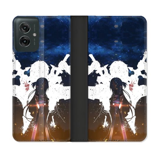 Housse cuir portefeuille Pour Motorola G55 5G Manga SAO sword Art Online Asuna