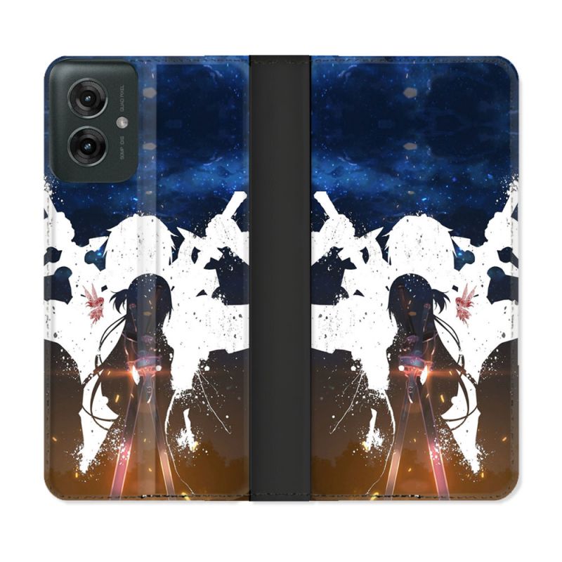 Housse cuir portefeuille Pour Motorola G55 5G Manga SAO sword Art Online Asuna
