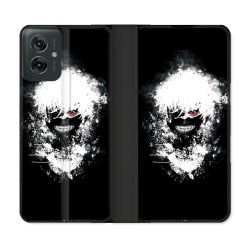 Housse cuir portefeuille Pour Motorola G55 5G Manga Tokyo Ghoul Kaneki Tag