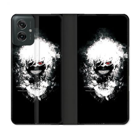 Housse cuir portefeuille Pour Motorola G55 5G Manga Tokyo Ghoul Kaneki Tag