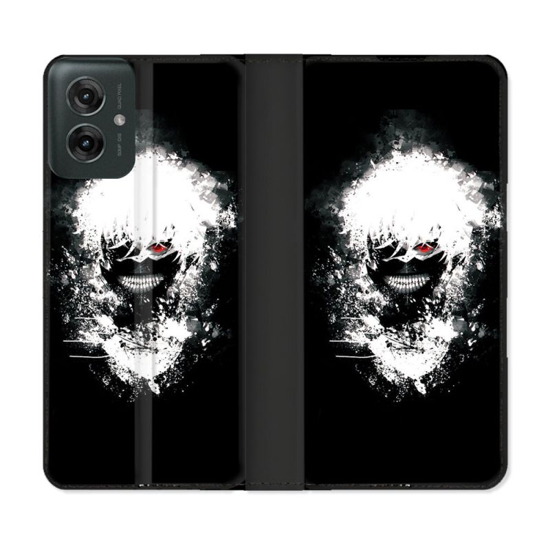 Housse cuir portefeuille Pour Motorola G55 5G Manga Tokyo Ghoul Kaneki Tag