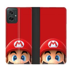 Housse cuir portefeuille Pour Motorola G55 5G Mario Rouge