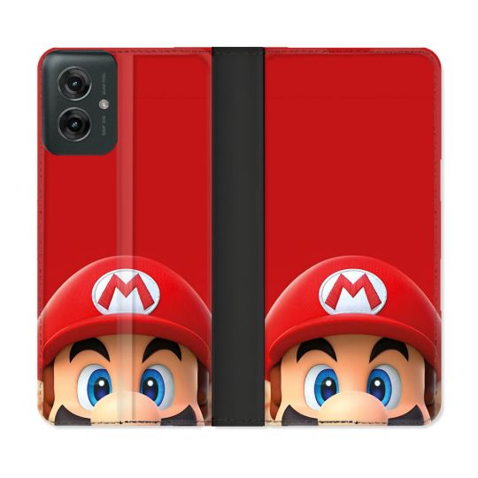 Housse cuir portefeuille Pour Motorola G55 5G Mario Rouge