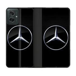 Housse cuir portefeuille Pour Motorola G55 5G Mercedes Carbone