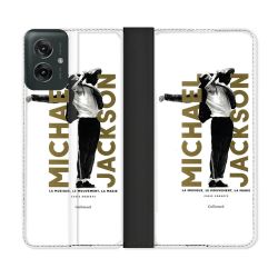 Housse cuir portefeuille Pour Motorola G55 5G Michael Jackson Blanc