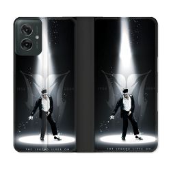 Housse cuir portefeuille Pour Motorola G55 5G Michael Jackson Noir