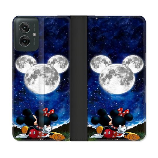 Housse cuir portefeuille Pour Motorola G55 5G Mickey Minnie