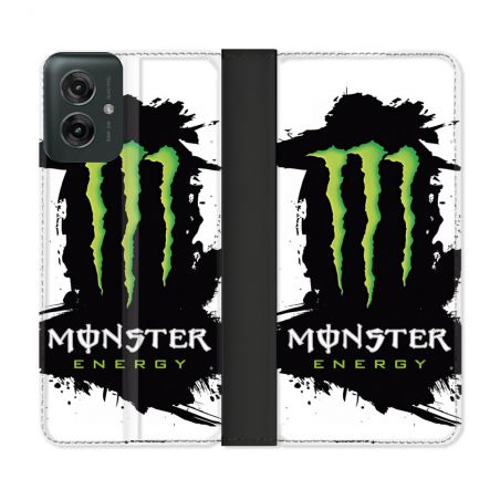Housse cuir portefeuille Pour Motorola G55 5G Monster Energy Tache