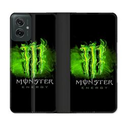 Housse cuir portefeuille Pour Motorola G55 5G Monster Energy Vert