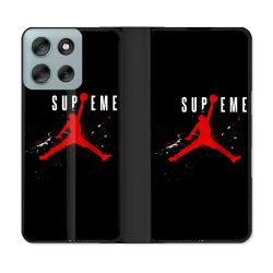 Housse cuir portefeuille Pour Motorola G56 5G Jordan Supreme Noir