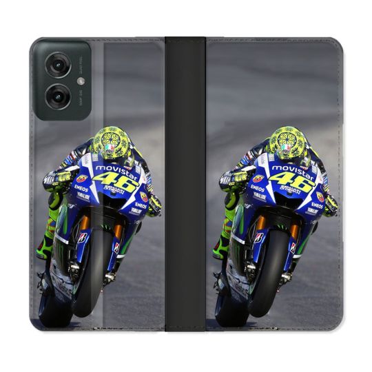 Housse cuir portefeuille Pour Motorola G55 5G Moto Course GP Wheeling 46