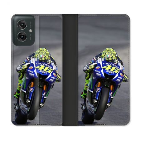 Housse cuir portefeuille Pour Motorola G55 5G Moto Course GP Wheeling 46