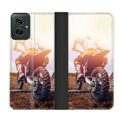 Housse cuir portefeuille Pour Motorola G55 5G Moto Cross Soleil