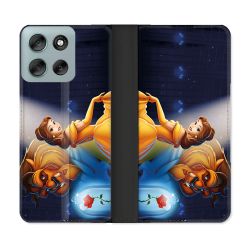 Housse cuir portefeuille Pour Motorola G56 5G La Belle et La Bête