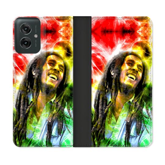 Housse cuir portefeuille Pour Motorola G55 5G Musique Bob Marley Color