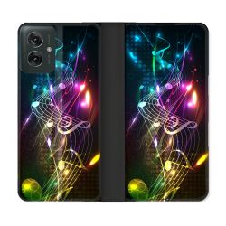 Housse cuir portefeuille Pour Motorola G55 5G Musique Partition Multicolore