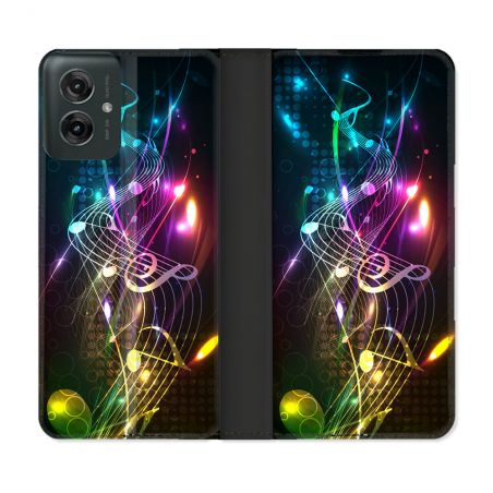 Housse cuir portefeuille Pour Motorola G55 5G Musique Partition Multicolore