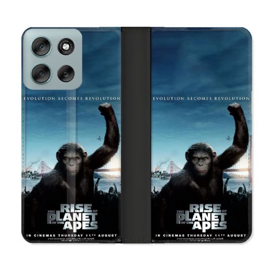 Housse cuir portefeuille Pour Motorola G56 5G La Planete Des Singes
