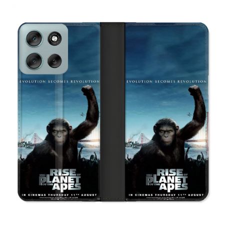 Housse cuir portefeuille Pour Motorola G56 5G La Planete Des Singes