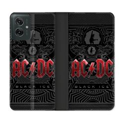 Housse cuir portefeuille Pour Motorola G55 5G Musique Rock ACDC Rouge