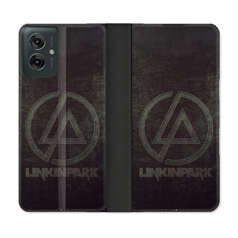 Housse cuir portefeuille Pour Motorola G55 5G Musique Rock Linkin Park