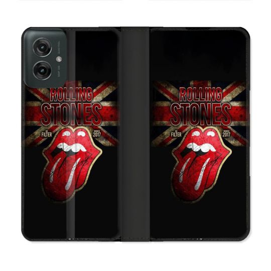 Housse cuir portefeuille Pour Motorola G55 5G Musique Rolling Stones
