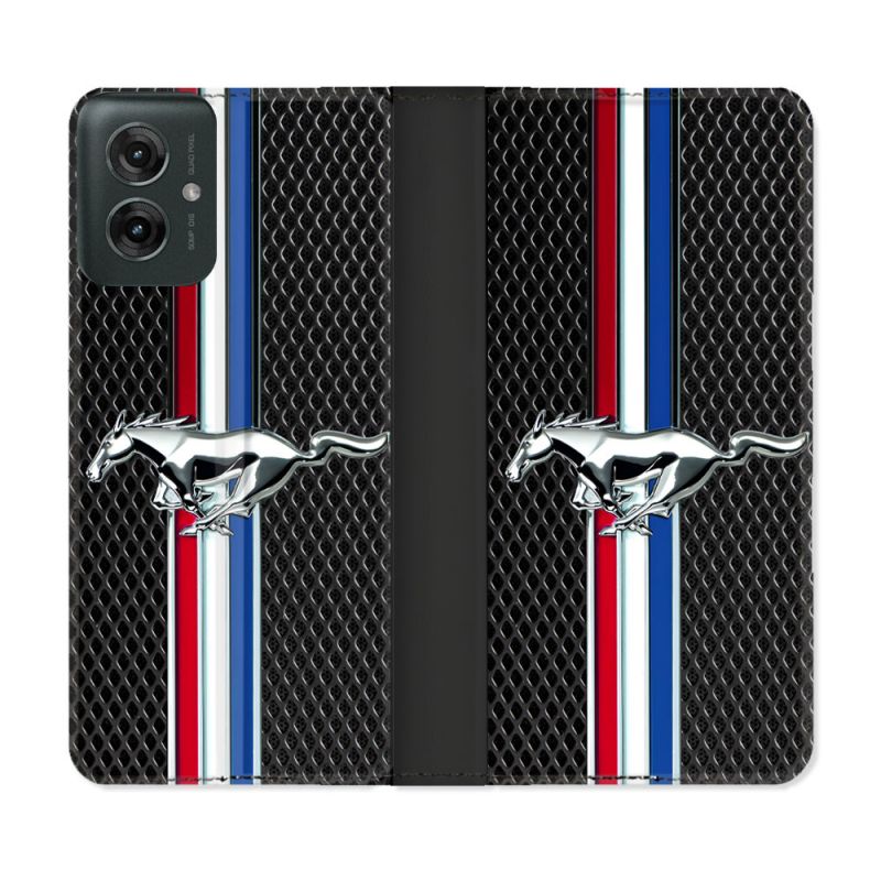Housse cuir portefeuille Pour Motorola G55 5G Mustang