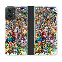 Housse cuir portefeuille Pour Motorola G55 5G Nintendo