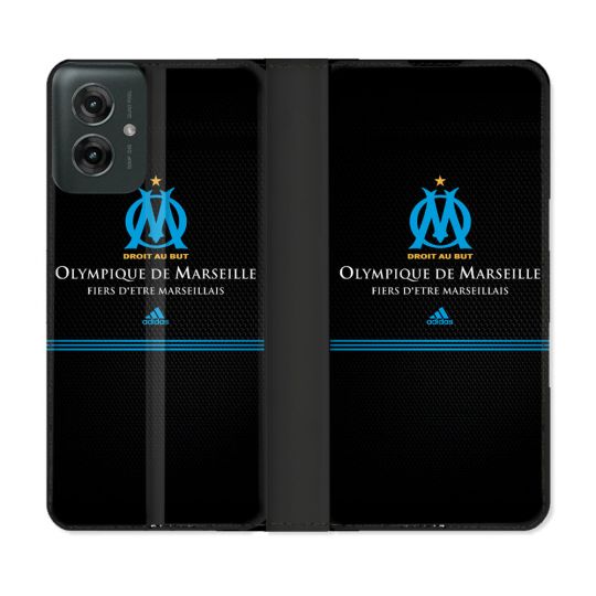 Housse cuir portefeuille Pour Motorola G55 5G Olympique Marseille OM Fier etre Marseillais