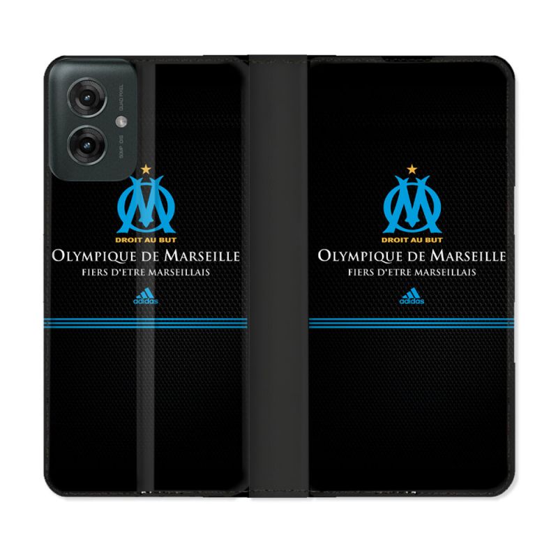 Housse cuir portefeuille Pour Motorola G55 5G Olympique Marseille OM Fier etre Marseillais