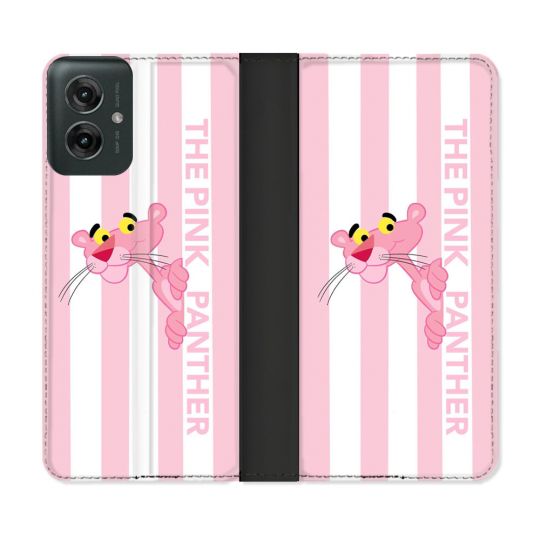 Housse cuir portefeuille Pour Motorola G55 5G Panthere Rose