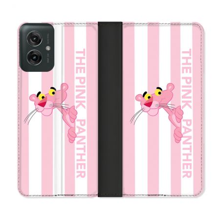 Housse cuir portefeuille Pour Motorola G55 5G Panthere Rose