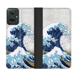 Housse cuir portefeuille Pour Motorola G55 5G Peinture La Grande Vague