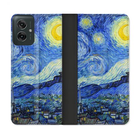 Housse cuir portefeuille Pour Motorola G55 5G Peinture La nuit étoilée