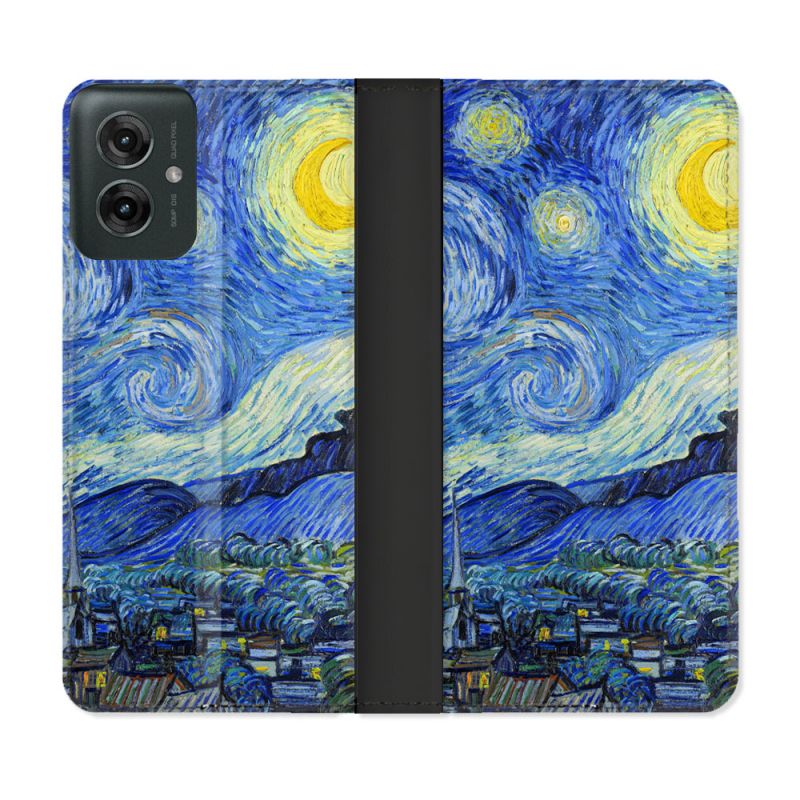 Housse cuir portefeuille Pour Motorola G55 5G Peinture La nuit étoilée