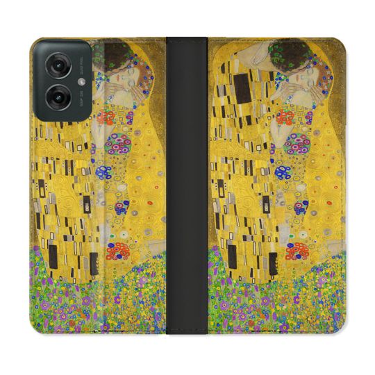 Housse cuir portefeuille Pour Motorola G55 5G Peinture Le Baiser