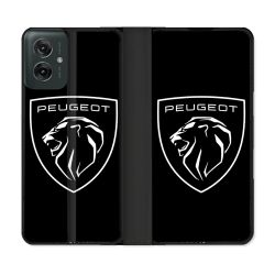 Housse cuir portefeuille Pour Motorola G55 5G Peugeot