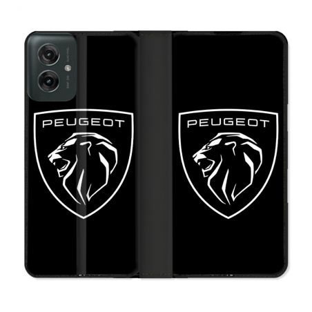Housse cuir portefeuille Pour Motorola G55 5G Peugeot