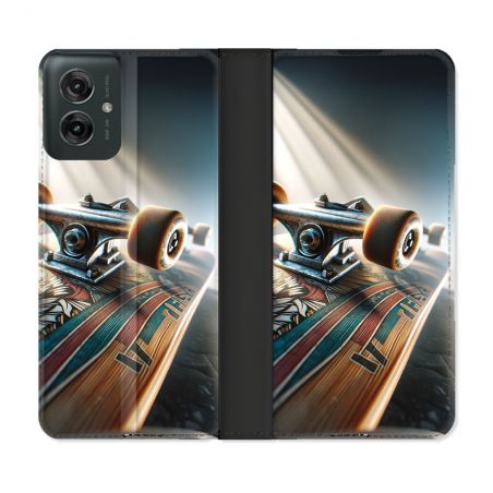 Housse cuir portefeuille Pour Motorola G55 5G Planche Skate