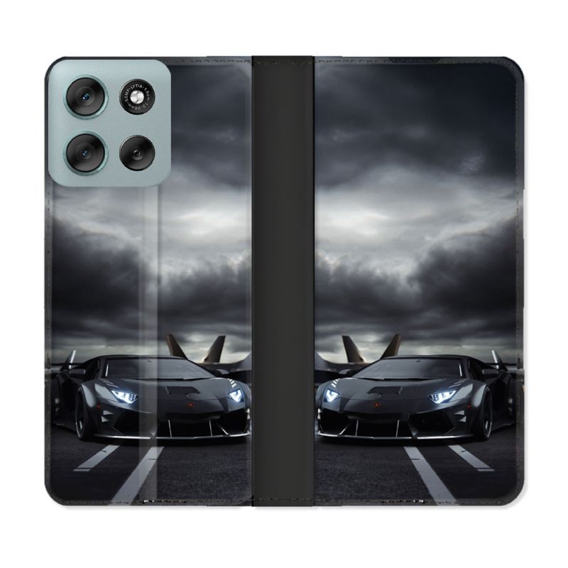 Housse cuir portefeuille Pour Motorola G56 5G Lamborghini Avion