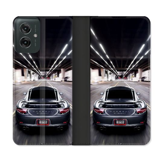 Housse cuir portefeuille Pour Motorola G55 5G Porsche 911